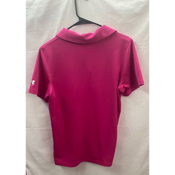 Under Armour Women's Medium Dark Pink Short Sleeve Logo Heat Gear Shirt - Picture 2 of 4